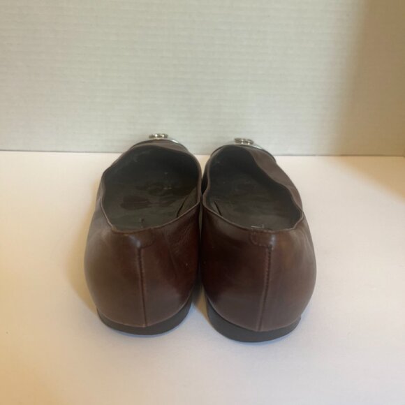 Chanel Leather Dark Brown Cap Toe Metal CC Flats Chocolate Shoes EU 37 / US 7 - Picture 5 of 11